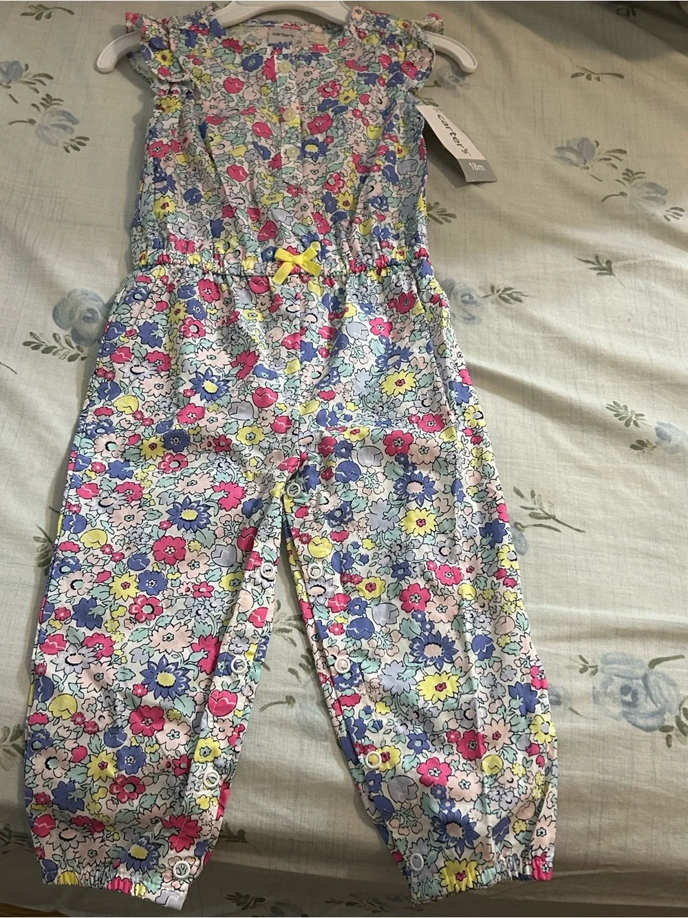 NWT Carter's Floral Sleeveless Jumpsuit in Pink, Blue & Yellow- 18M